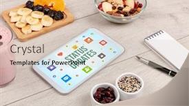  Presentation with healthy - Colorful PPT theme enhanced with healthy-tablet-pc-compostion backdrop and a lemonade colored foreground