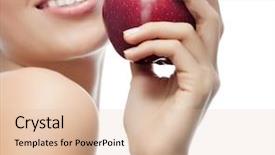  Presentation with happy smiling woman dental health - Audience pleasing PPT theme consisting of healthy teeth - portrait of attractive caucasian smiling backdrop and a lemonade colored foreground