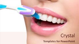  Presentation with teeth whitening - Slides with healthy teeth brushing beautiful white background and a lemonade colored foreground