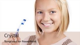  Presentation with teen girl tech - PPT layouts featuring healthy teeth little girl brushing background and a coral colored foreground