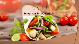  Presentation with tortilla - Slide set having healthy-tex-mex-tortilla-wraps background and a coral colored foreground