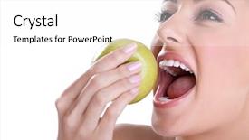  Presentation with healthy green food habit - Presentation theme consisting of healthy tooth biting green apple background and a white colored foreground