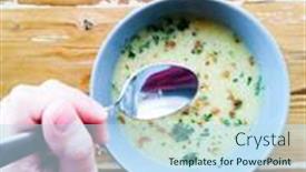  Presentation with dietetic - Presentation theme featuring healthy-vegan-cold-soup-prepared background and a sky blue colored foreground