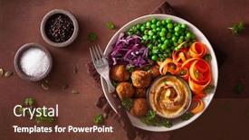  Presentation with vegan - Audience pleasing presentation theme consisting of healthy-vegan-lunch-bowl backdrop and a tawny brown colored foreground