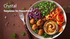  Presentation with vegan - Beautiful presentation theme featuring healthy-vegan-lunch-bowl backdrop and a tawny brown colored foreground