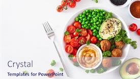  Presentation with vegan - Beautiful presentation featuring healthy-vegan-lunch-bowl backdrop and a sky blue colored foreground