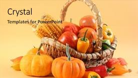  Presentation with healthy - Presentation featuring healthy vegetables on yellow background background and a yellow colored foreground