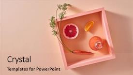  Presentation with frame of healthy spicy food - Presentation design consisting of healthy vegetarian food from orange background and a coral colored foreground