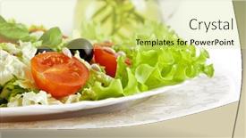  Presentation with vegetarian - Beautiful presentation theme featuring healthy vegetarian salad isolated on white backdrop and a yellow colored foreground