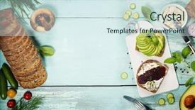  Presentation with herbs blue - Presentation theme having healthy vegetarian sandwiches with avocado tomato cucumber onion beetroot cream cheese herbs and spices on blue rustic background background and a sky blue colored foreground