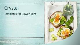  Presentation with herbs blue - PPT theme consisting of healthy-vegetarian-sandwiches-with-avocado background and a sky blue colored foreground