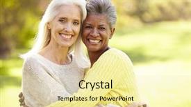  Presentation with mature female surgeon - PPT theme featuring healthy walking - portrait of two mature female background and a blonde colored foreground