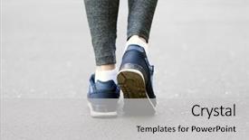  Presentation with movement - Presentation theme consisting of healthy walking - sports woman legs in running background and a  colored foreground