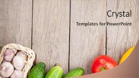  Presentation with fresh water - Amazing presentation theme having healthy water - fresh ripe vegetables on wooden backdrop and a soft green colored foreground