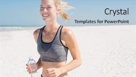  Presentation with woman runner - Slide set with healthy water - young woman jogging background and a light blue colored foreground