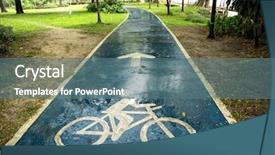  Presentation with bicycle - PPT layouts having healthy way life - close up bicycle sign background and a ocean colored foreground