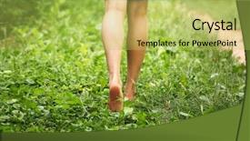  Presentation with green - Cool new presentation theme with healthy way life - female legs on green grass backdrop and a  colored foreground