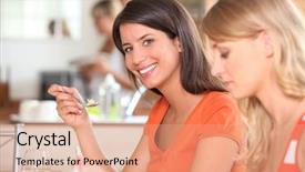  Presentation with safety in kitchen - Amazing presentation design having healthy way life - girls eating in the kitchen backdrop and a coral colored foreground