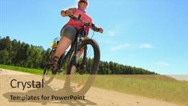  Presentation with learn active - Cool new slide deck with healthy way life - overweight woman slimming on bicycle backdrop and a yellow colored foreground
