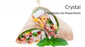  Presentation with healthy - Colorful presentation design enhanced with healthy whole wheat chicken wrap backdrop and a  colored foreground