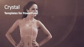  Presentation with healthy - Slide set enhanced with healthy with earphones on beach background and a  colored foreground