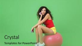  Presentation with aerobics - Audience pleasing presentation theme consisting of healthy woman 20s wearing summer backdrop and a seafoam green colored foreground