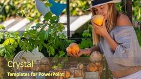  Presentation with healthy nutrition - Presentation design enhanced with healthy-woman-at-outdoor-farmers background and a tawny brown colored foreground