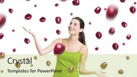  Presentation with health and apples - PPT theme having beautiful couple in park taking a walk barefoot background and a mint green colored foreground