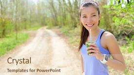  Presentation with heart rate monitor - Presentation design enhanced with healthy woman drinking green smoothie background and a lemonade colored foreground