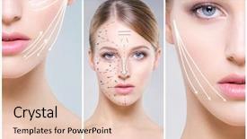  Presentation with human face - Presentation design featuring healthy woman in plastic surgery background and a lemonade colored foreground