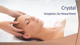  Presentation with medical spa massage outdoor balinese - Beautiful presentation design featuring healthy woman in spa massage backdrop and a sky blue colored foreground