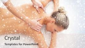  Presentation with reflexology foot massage spa foot - Colorful slides enhanced with healthy woman in spa massage backdrop and a lemonade colored foreground