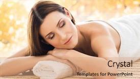  Presentation with traditional medicine medicine - Colorful slide deck enhanced with woman in spa salon massage backdrop and a coral colored foreground