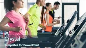  Presentation with treadmill - Beautiful theme featuring healthy woman on treadmill backdrop and a ocean colored foreground