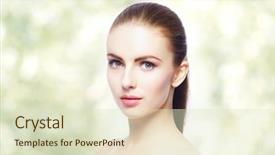  Presentation with makeup - Amazing slide set having healthy woman over greenish backdrop and a  colored foreground