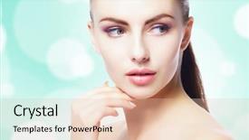  Presentation with teal - Amazing PPT theme having healthy woman over teal backdrop and a lemonade colored foreground