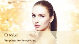  Presentation with healthy - Presentation theme consisting of healthy woman over yellow autumn background and a cream colored foreground