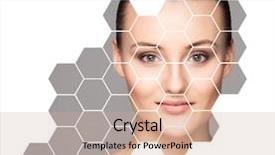  Presentation with skin surgery - PPT theme with healthy woman plastic surgery skin background and a coral colored foreground