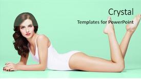  Presentation with sporty - Presentation theme featuring healthy woman posing in white background and a  colored foreground