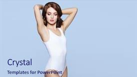  Presentation with weight loss - PPT layouts featuring healthy woman posing over cyan background and a sky blue colored foreground