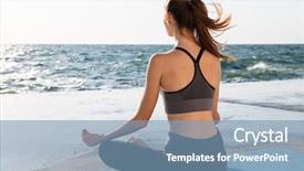  Presentation with health woman running female runner - Audience pleasing slides consisting of healthy woman sitting in loto backdrop and a  colored foreground