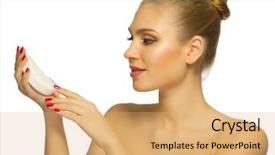  Presentation with soap - Amazing presentation theme having healthy woman with soap isolated backdrop and a coral colored foreground