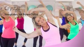  Presentation with class - PPT theme featuring healthy-women-excreting-in-gym background and a coral colored foreground