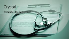  Presentation with clipboard stethoscope - Slides featuring healthy work - blank clipboard with modern stethoscope background and a  colored foreground