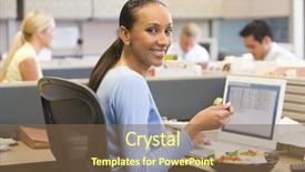  Presentation with ready to eat salad - Amazing theme having healthy work - businesswoman in cubicle with laptop backdrop and a tawny brown colored foreground