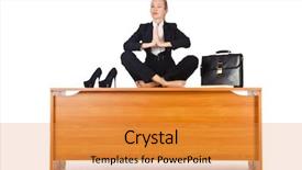  Presentation with molecular biology white - PPT theme enhanced with healthy work - businesswoman meditating isolated on white background and a gold colored foreground