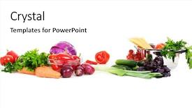  Presentation with vegetables - Audience pleasing slide deck consisting of healthy workplace - fresh and raw vegetables backdrop and a  colored foreground