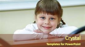  Presentation with healthy workplace - Beautiful slides featuring healthy workplace - portrait of smart schoolgirl looking backdrop and a  colored foreground