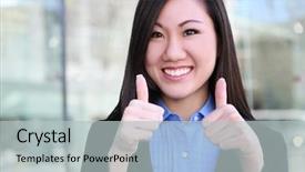  Presentation with pressure washing business proposal pre - Presentation theme consisting of healthy workplace - pretty asian business woman background and a  colored foreground