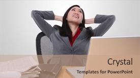  Presentation with sensuality woman black angel relaxing - PPT theme with healthy workplace - pretty asian woman relaxing background and a  colored foreground